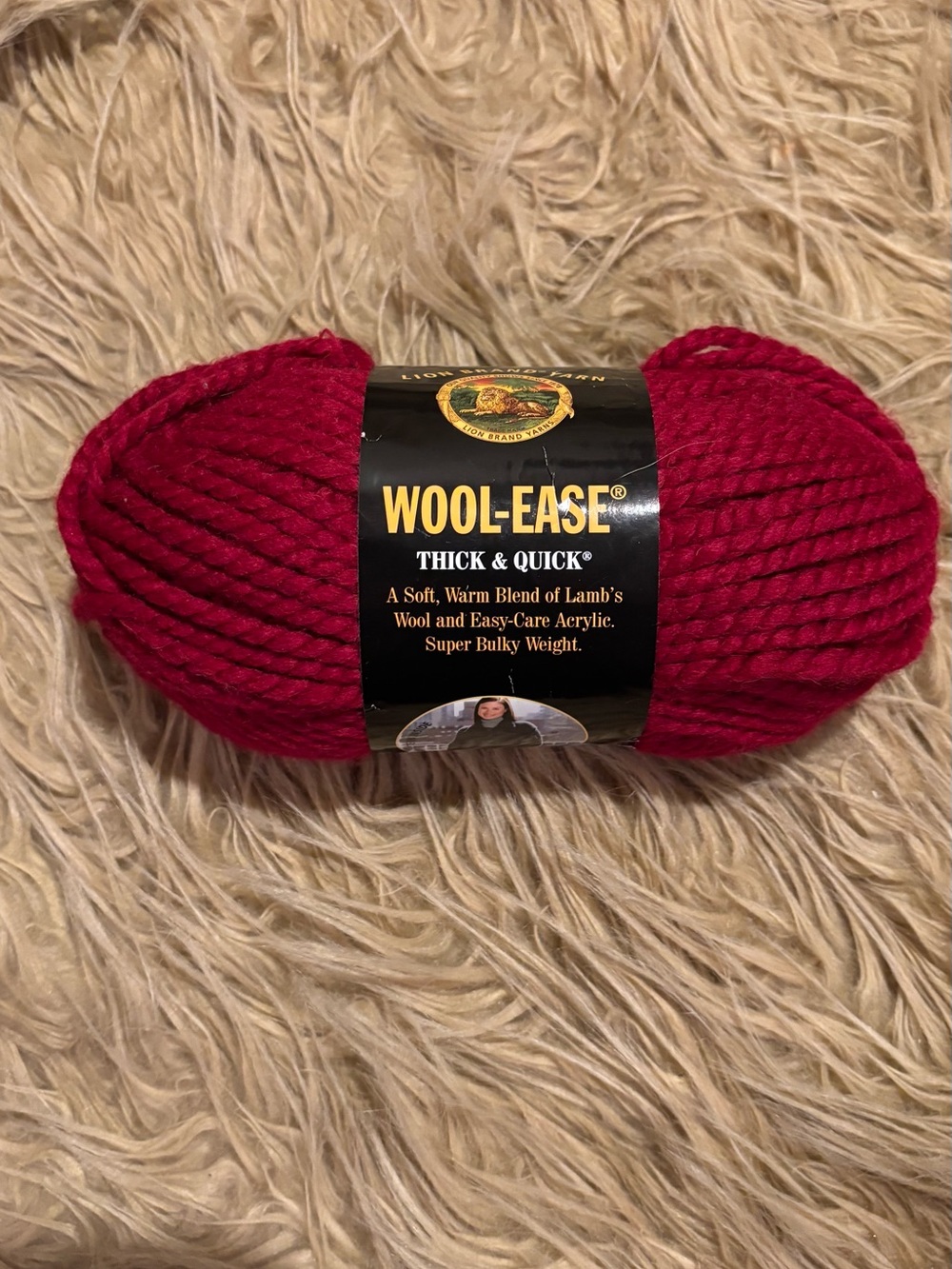 Wool-Ease Thick&Quick Yarn Cranberry by Lion Brand New